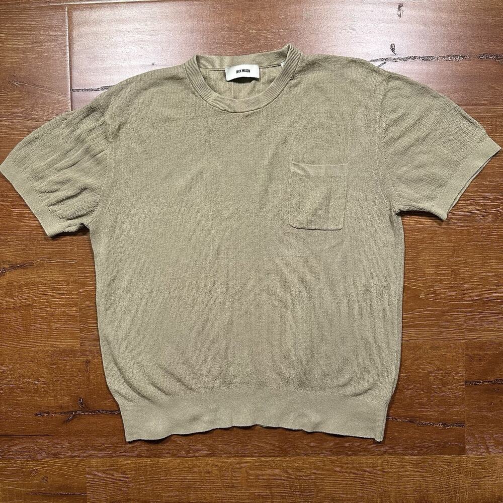Buck Mason T Shirt Mens M Brown Hemp Cotton Pocket Textured Knit Retro Nature